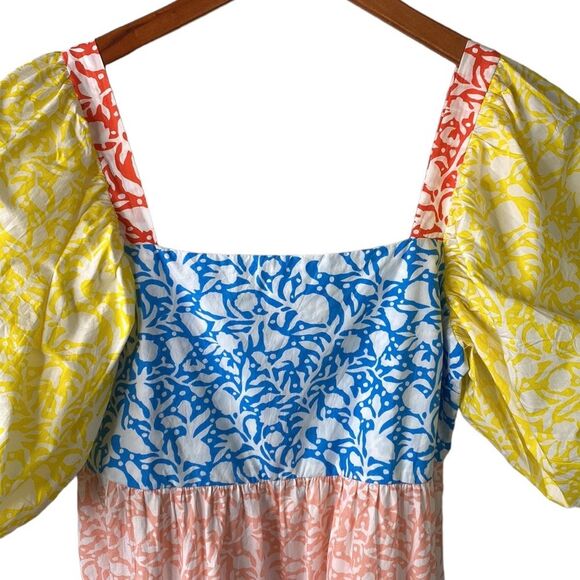 Oliphant Bubble Skirt Mini Dress Canary Multi-Color Balloon Short Puff Sleeve - Picture 4 of 16